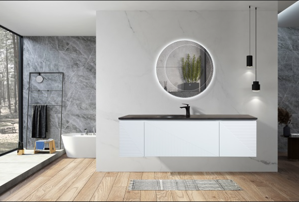 Simon 65 po meuble-lavabo simple avec dessus en quartz sable