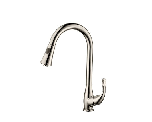 Single Handle Pull Down Kitchen Faucet in Brushed Nickel
