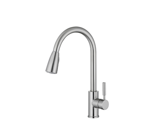 Single Handle Pull Down Kitchen Faucet in Brushed Nickel