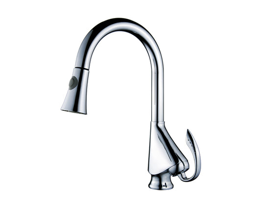 Single Pull Down Kitchen Faucet in Polished Chrome
