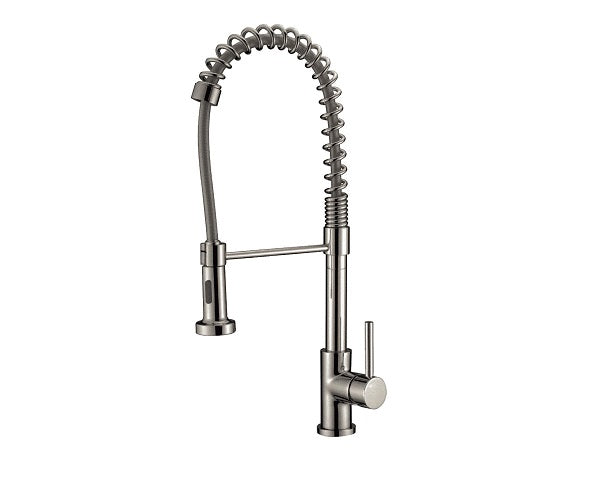 Single Pull Down Kitchen Faucet with Spring Brushed Nickel