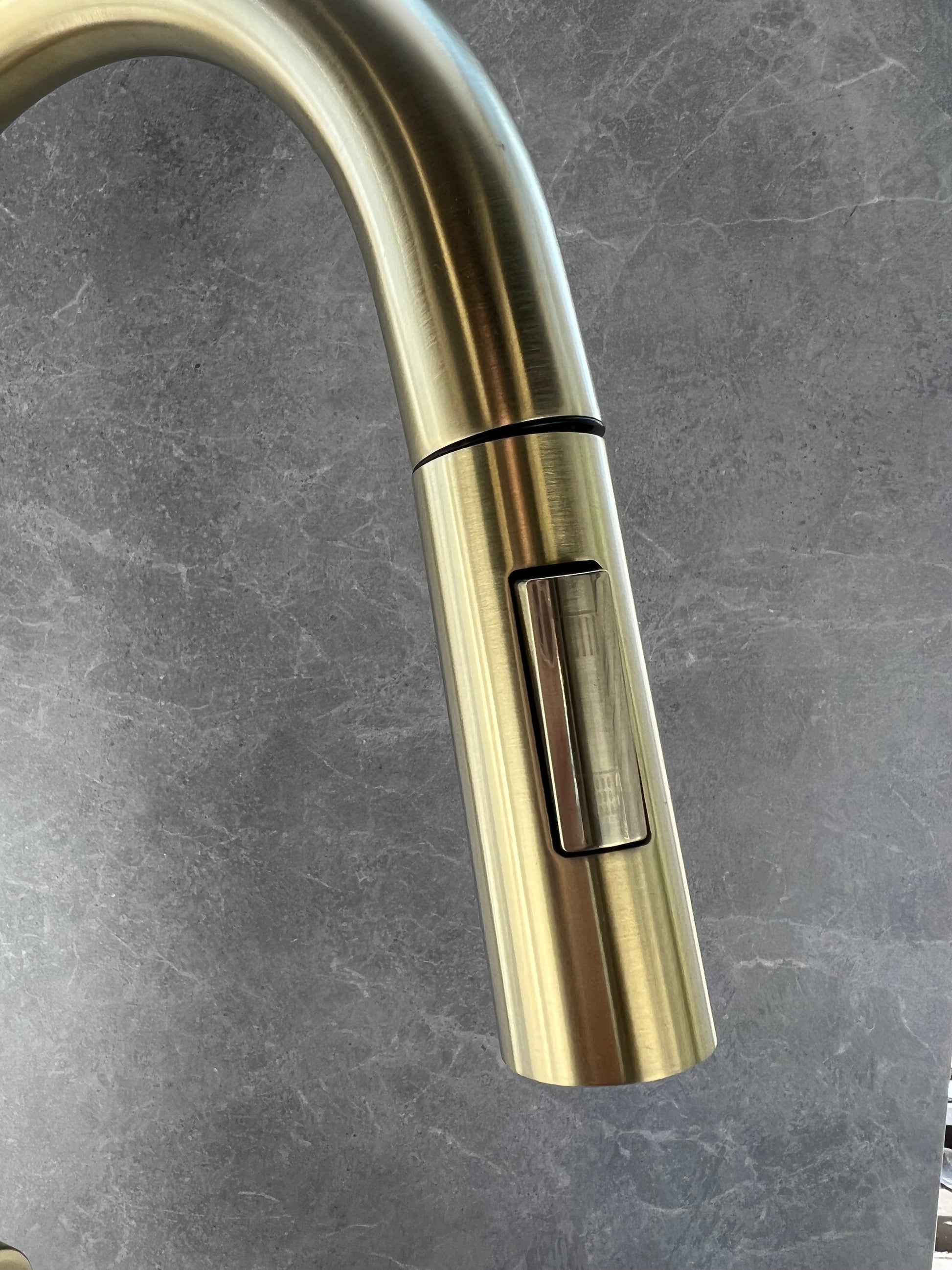 champagne Gold  Kitchen Faucet with Pull Down close view.